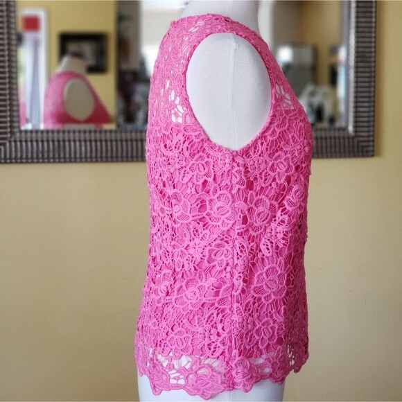 Nanette Lepore Floral Lace Sleeveless Lined Top Size Small Pink - Picture 3 of 9
